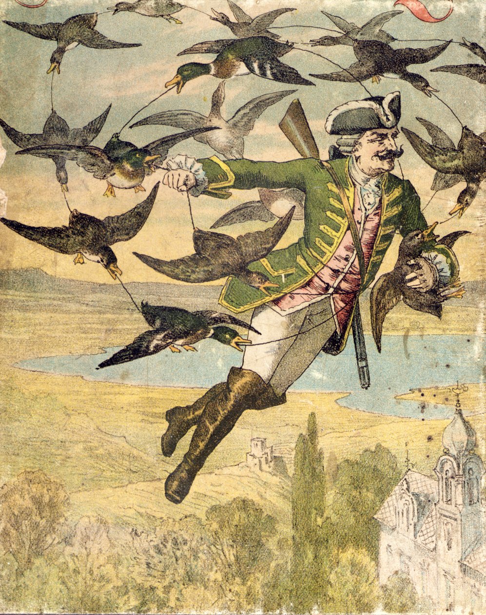 Illusztráció: Münchausen báró kalandjai, Lipcse, 1880 körül alkotó: Gustave Gutknecht