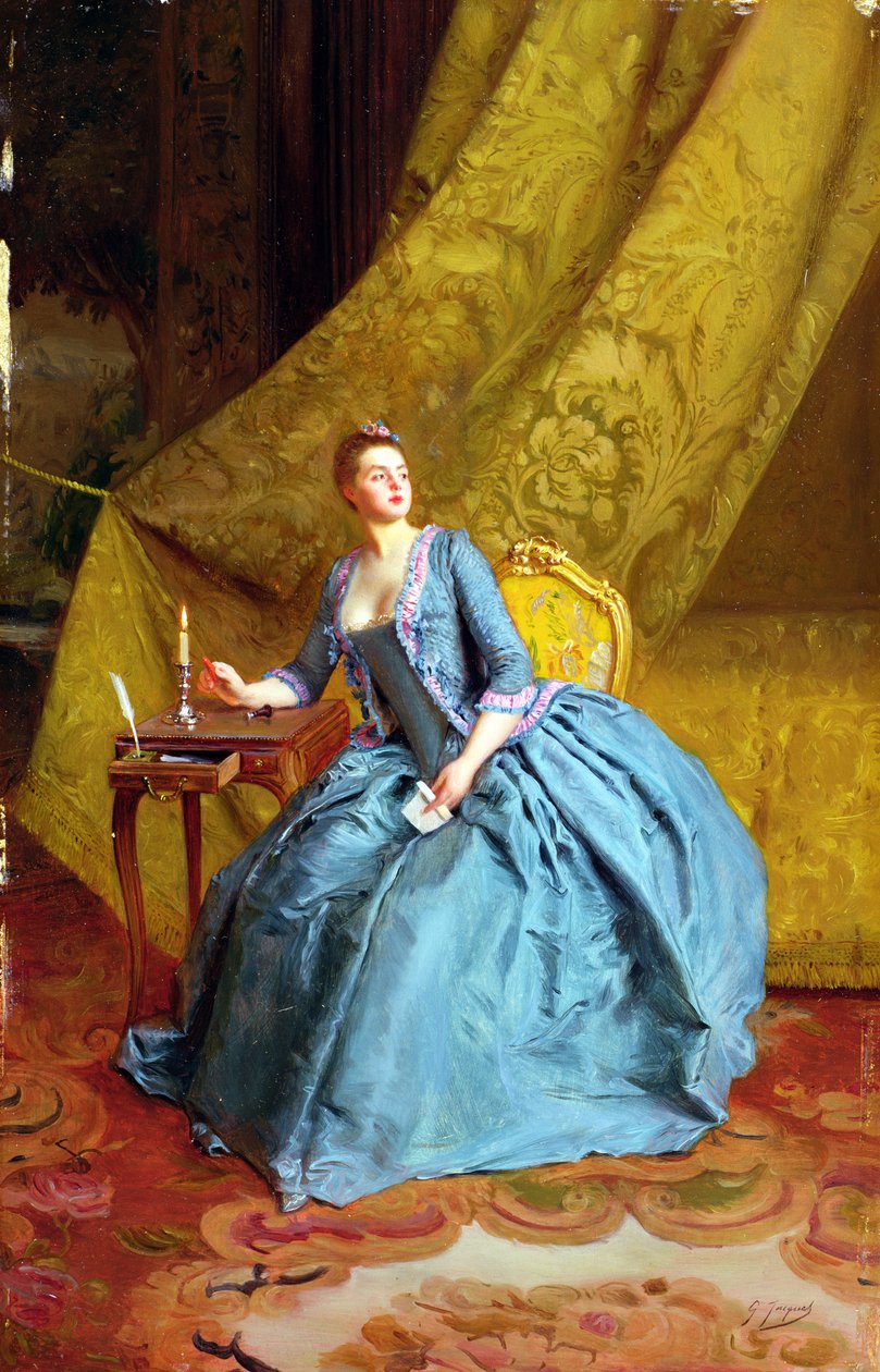 Hölgy egy belső térben alkotó: Gustave Jacquet