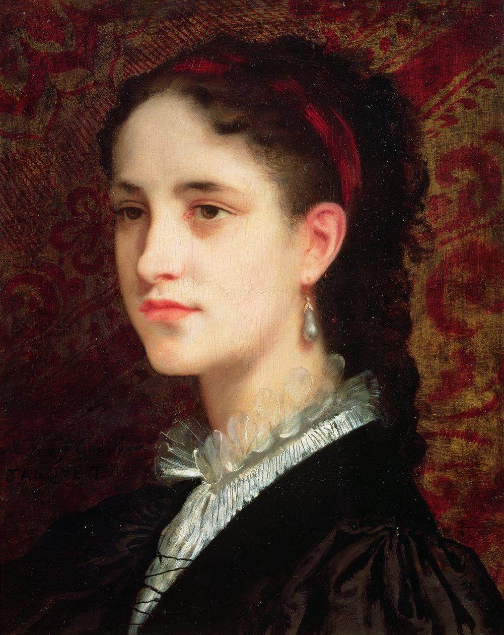 Egy fiatal nő portréja alkotó: Gustave Jacquet