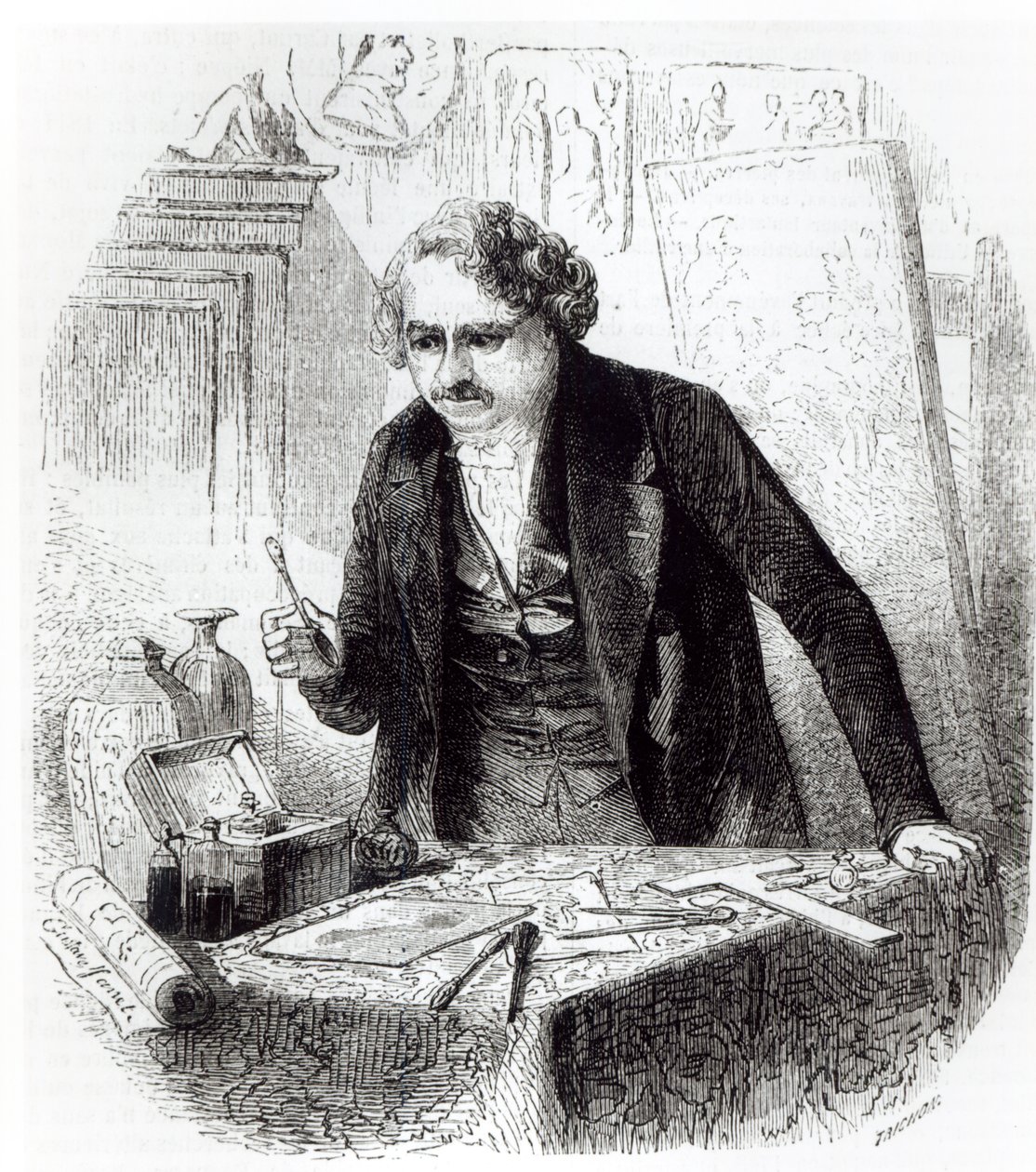 Daguerre felfedezi a hatást egy jódozott ezüsttányéron véletlenül hagyott kanálon alkotó: Gustave Janet
