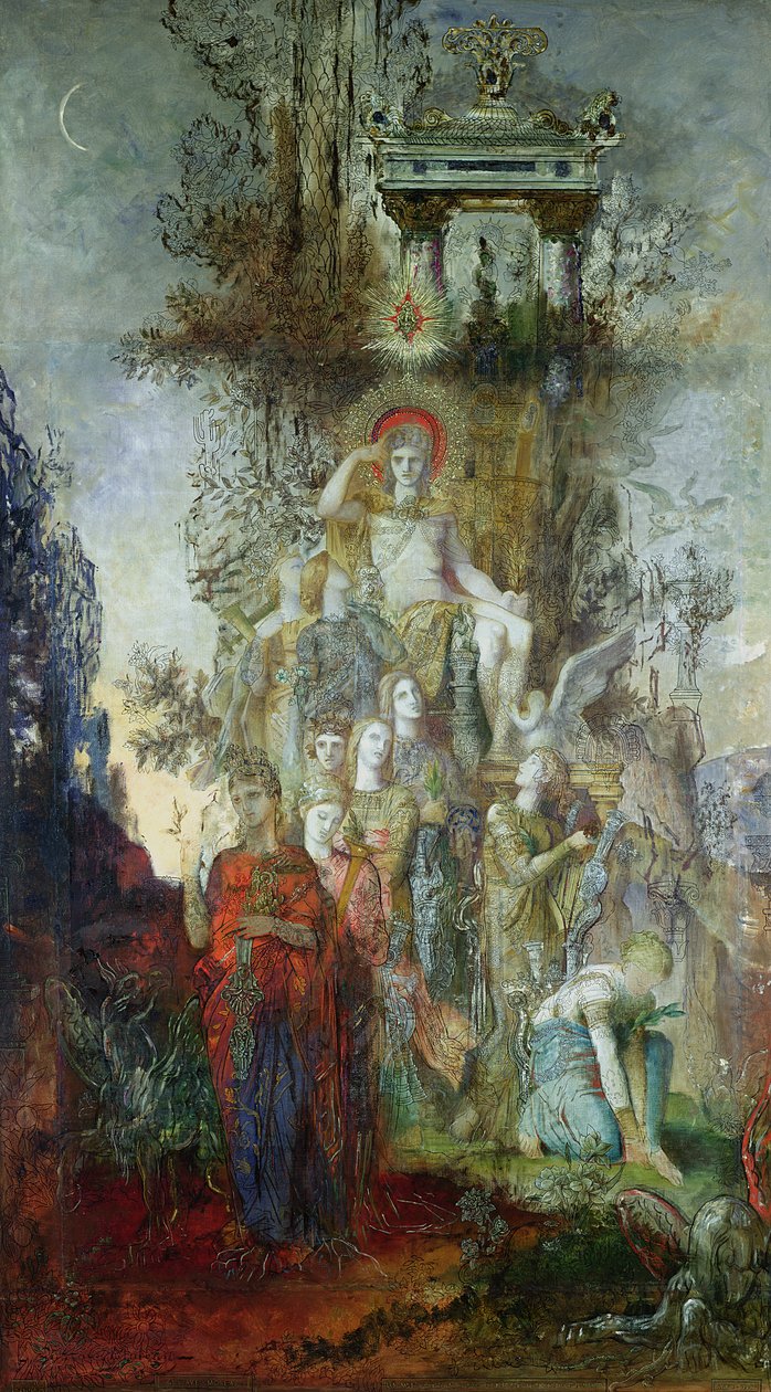A múzsák, akik elhagyják apjukat, Apollót, hogy kimenjenek és megvilágosítsák a világot, 1868 alkotó: Gustave Moreau