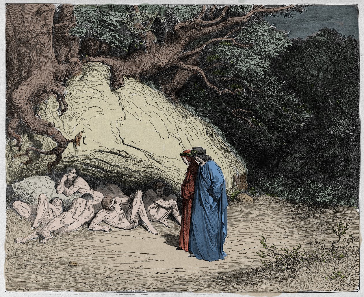 Inferno, 4. ének: Az ártatlan lelkek Limbóban, illusztráció Dante Alighieri Isteni színjátékából, 1885 (digitálisan színes metszet) alkotó: Gustave after Dore