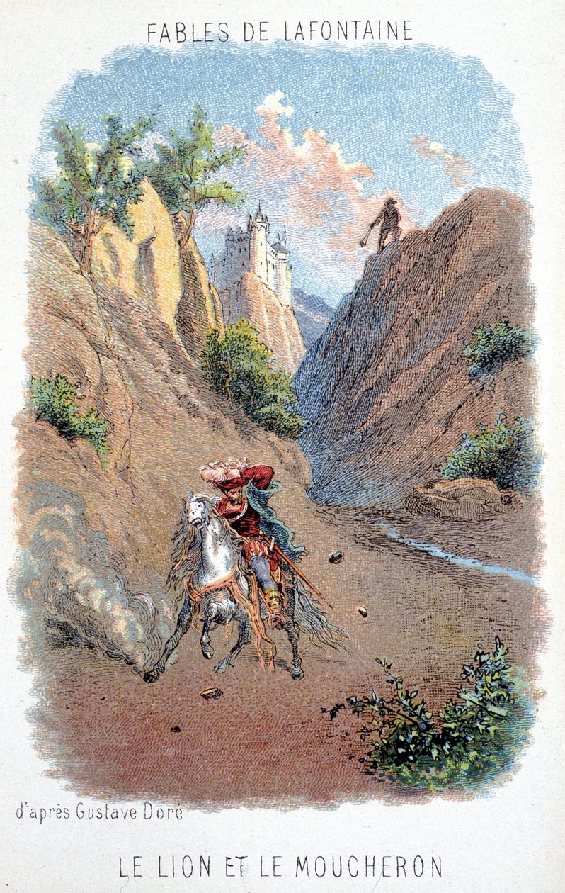 Mesék a La Fontaine-ből: Az oroszlán és a Moucheron, Gustave Doré nyomán. alkotó: Gustave (after) Dore