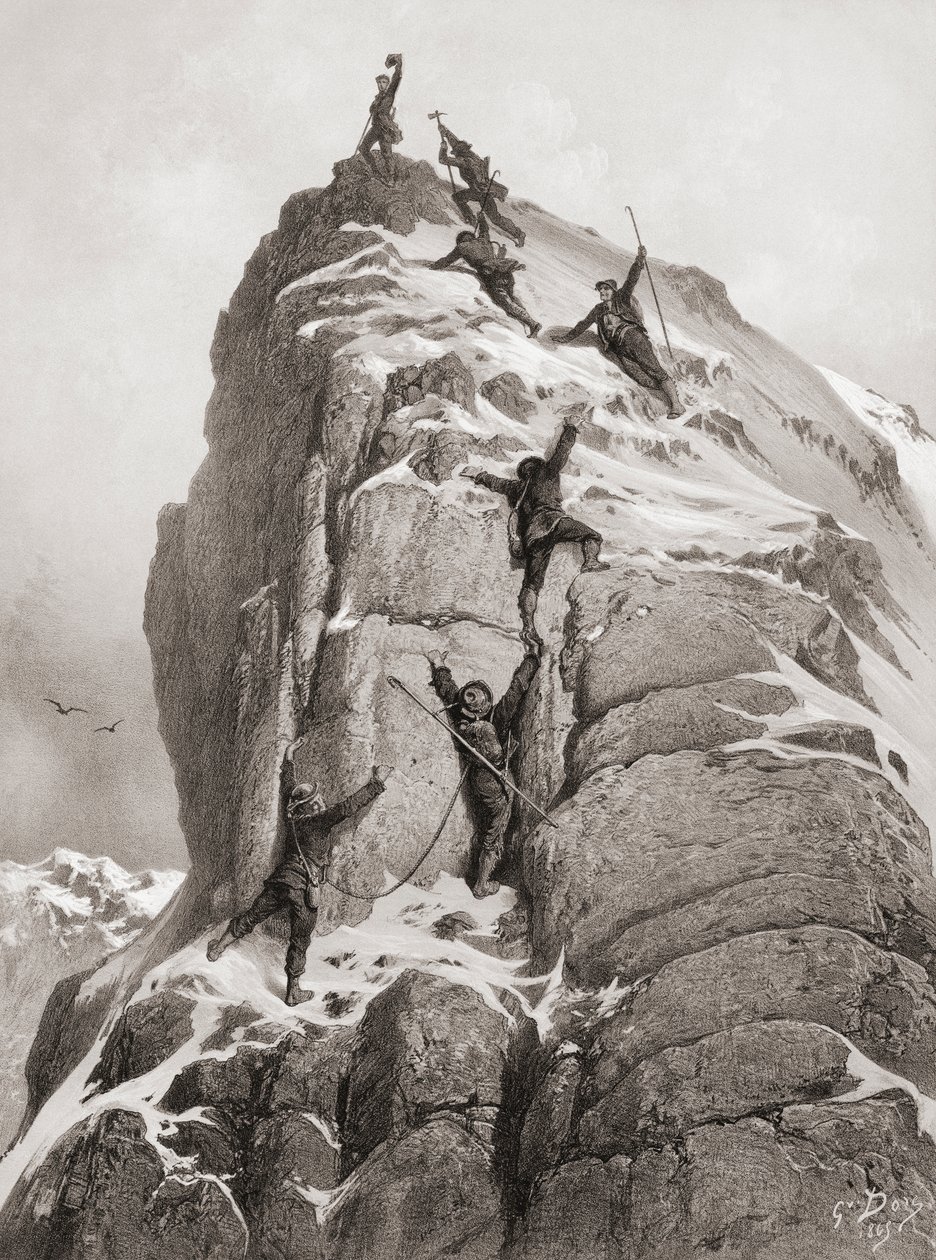 A Matterhorn első felemelkedése (metszet) alkotó: Gustave (after) Dore