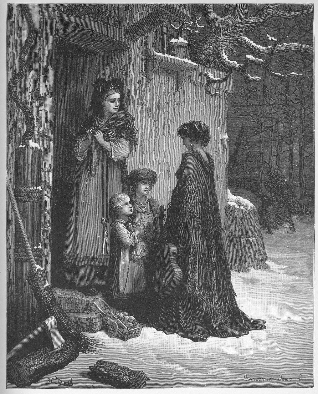La cigale et la ant - A hangya és a szöcske - Jean de La Fontaine (Lafontaine) „Fabuláiból” (1621-95) - metszet Gustave Dore (1832-83) nyomán - Magángyűjtemény alkotó: Gustave (after) Dore