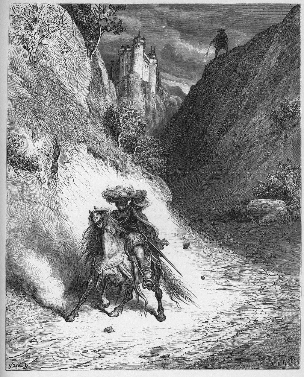 Le Lion et le Moucheron - az oroszlán és a szúnyog - Jean de La Fontaine (Lafontaine) "Fables"-jából (1621-95) - gravírozás Gustave Dore (1832-83) nyomán - Magángyűjtemény alkotó: Gustave (after) Dore