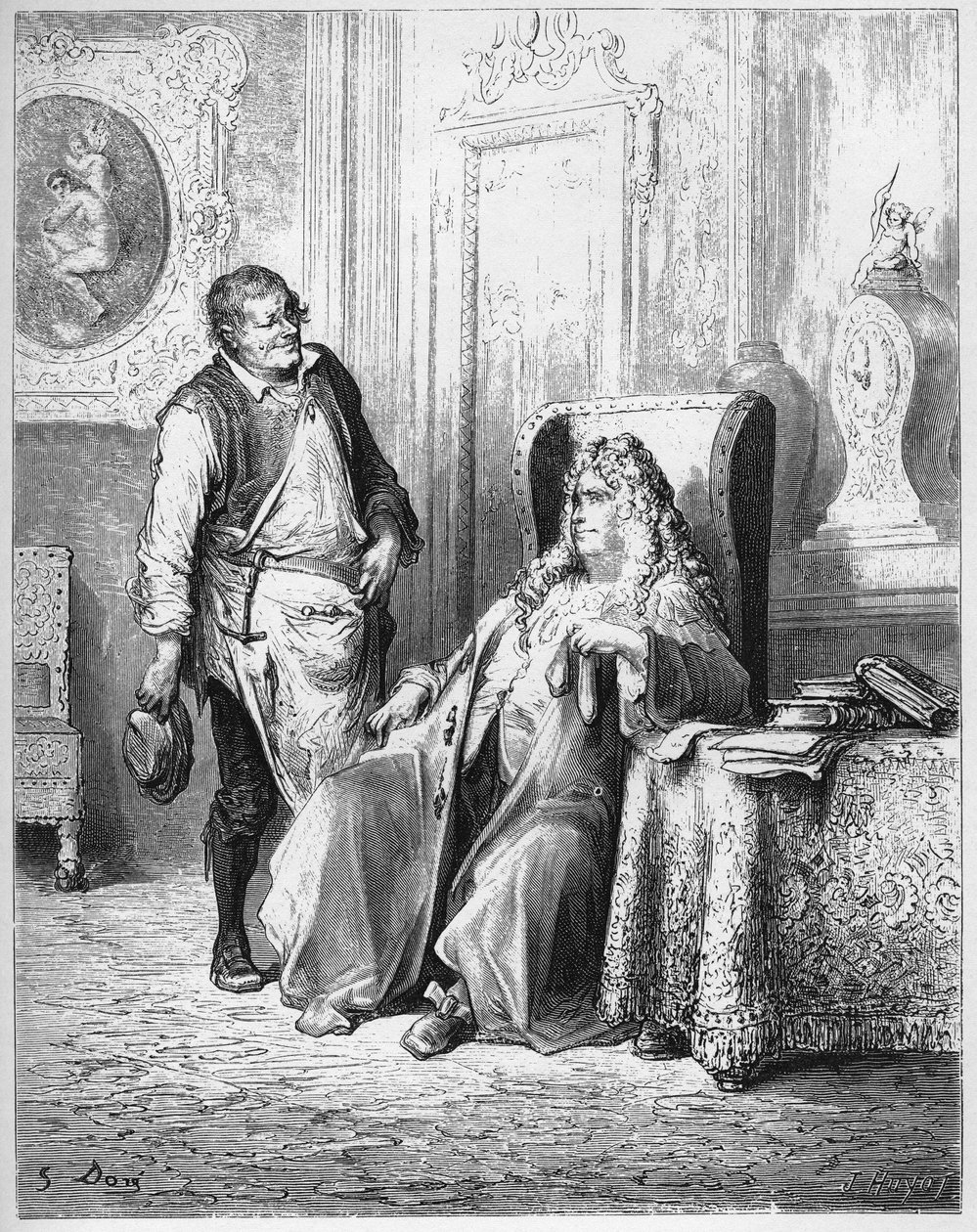 Le cobbler et le financier - A suszter és a finánc - Jean de La Fontaine (Lafontaine) "Fabuláiból" (1621-95) - metszet Gustave Dore (1832-83) után - Magángyűjtemény alkotó: Gustave (after) Dore