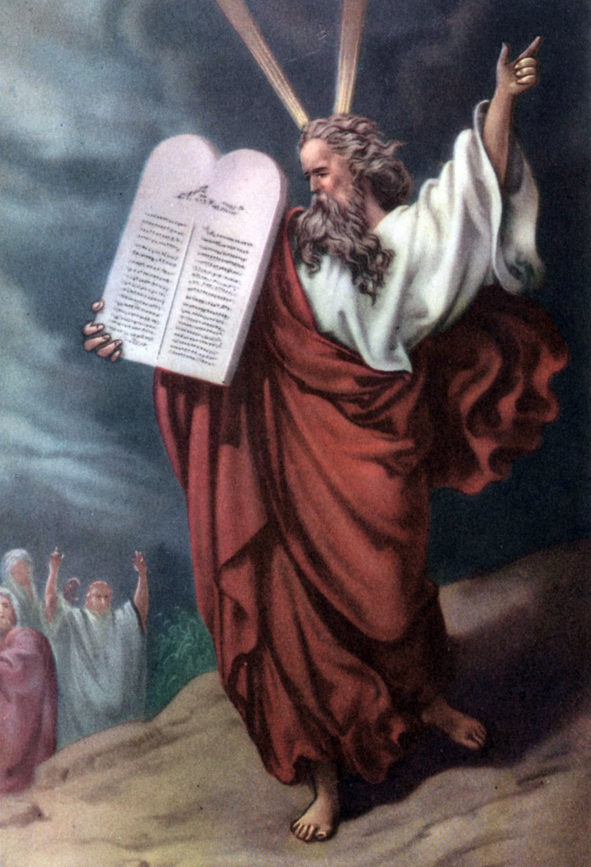 Mózes és a törvény táblái, c; 1950-es évek (képeslap) alkotó: Gustave (after) Dore