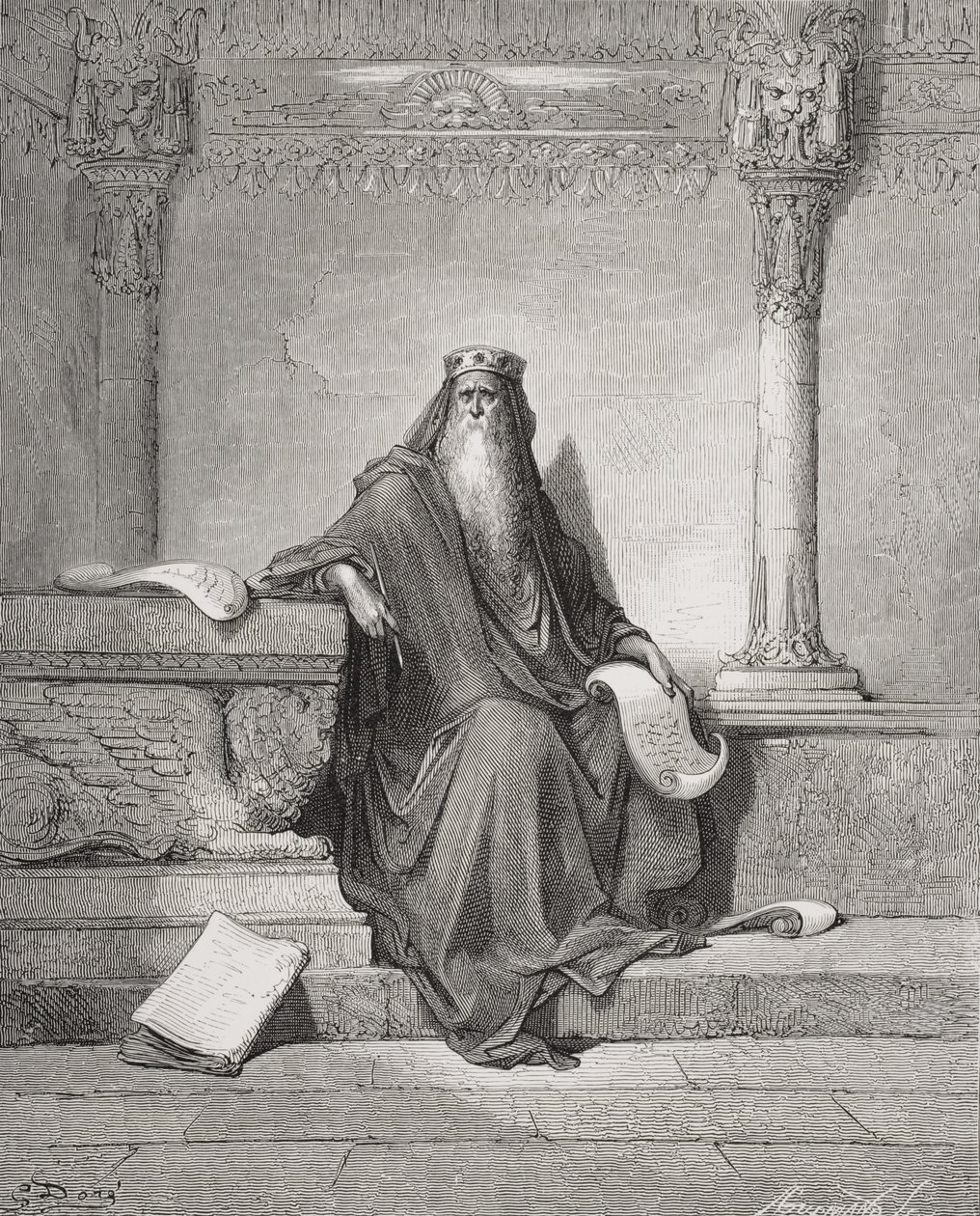 Salamon, illusztráció Dore „The Holy Bible” című könyvéből alkotó: Gustave (after) Dore