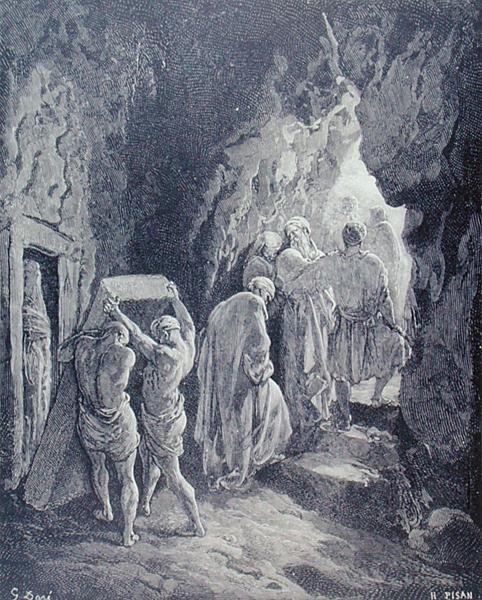Sarah temetése, vésette Heliodore Joseph Pisan (1822-90) 1868 körül (metszet) alkotó: Gustave (after) Dore
