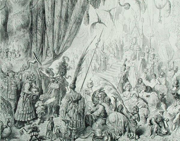 Serendib királyának udvara, 1868 körül (metszet) alkotó: Gustave (after) Dore