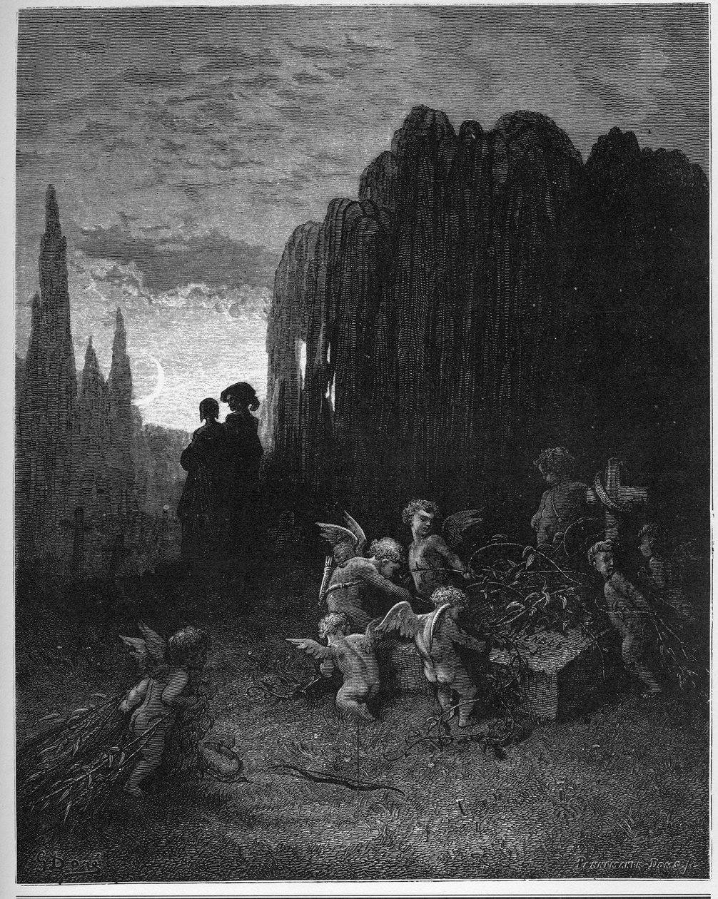 Az ifjú özvegy - Az ifjú özvegy - Jean de La Fontaine (Lafontaine) "Fables"-jából (1621-95) - Gustave Dore (1832-83) metszet - Magángyűjtemény alkotó: Gustave (after) Dore