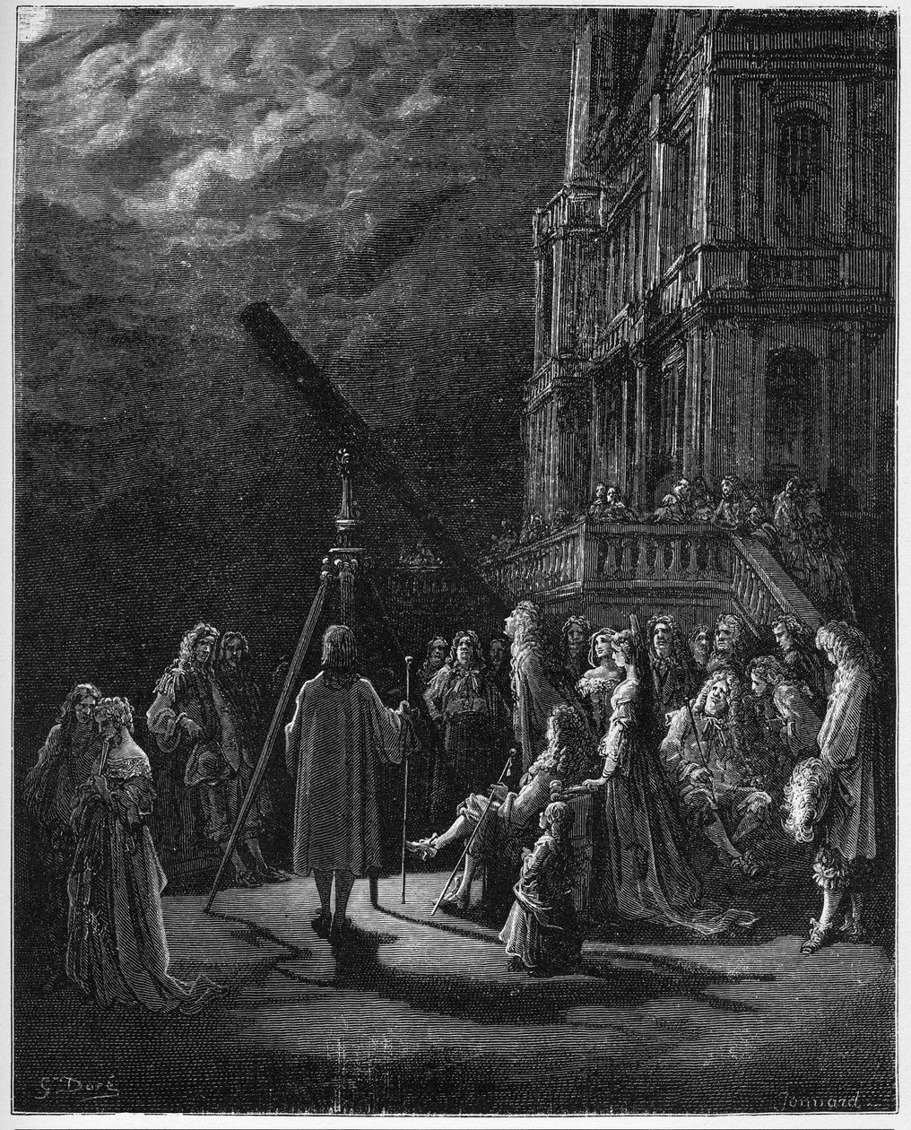 Un Animal dans la Lune - egy állat a Holdban - Jean de La Fontaine (Lafontaine) „Fables”-jából (1621-95) - metszet Gustave Dore (1832-83) után - Magángyűjtemény alkotó: Gustave (after) Dore