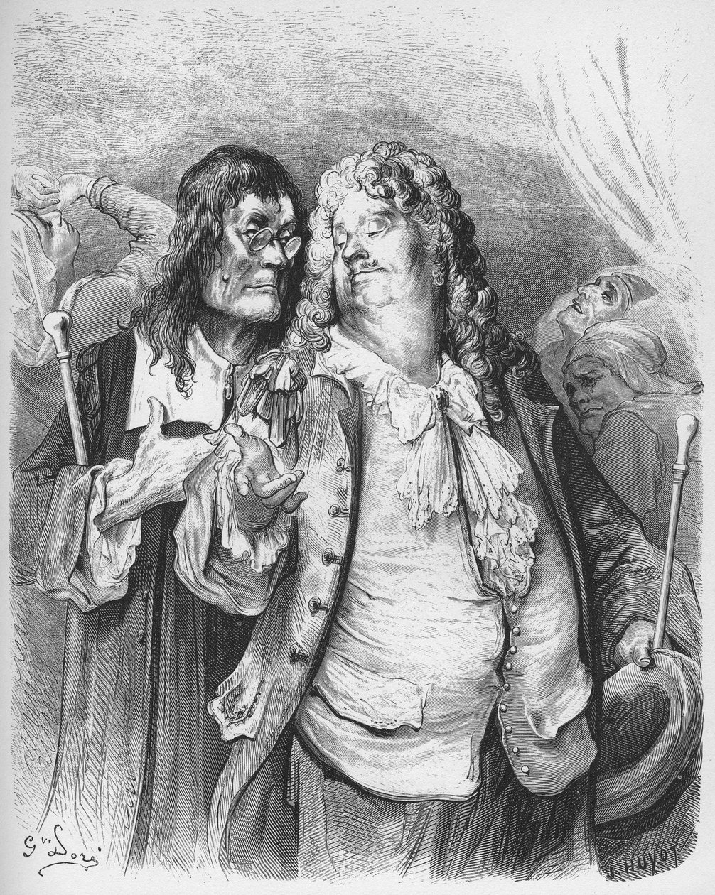 les medecins - Orvosok - Jean de La Fontaine (Lafontaine) "Fables"-jából (1621-95) - gravírozás Gustave Dore (1832-83) nyomán - Magángyűjtemény alkotó: Gustave (after) Dore