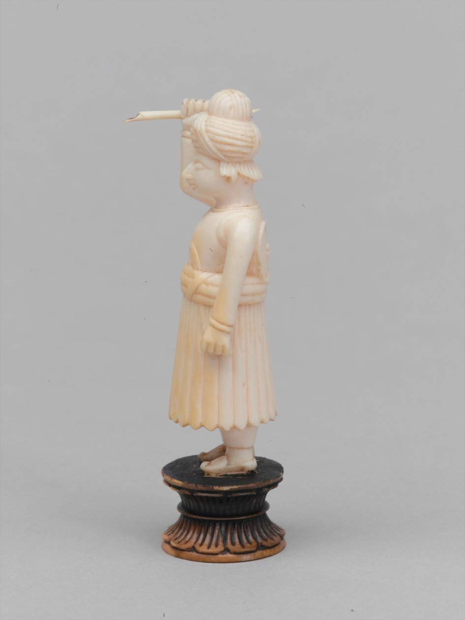 Fekete gyalog, sakkfigura, India, 1820 körül alkotó: Gustave Adolphe Chassevent Bacques