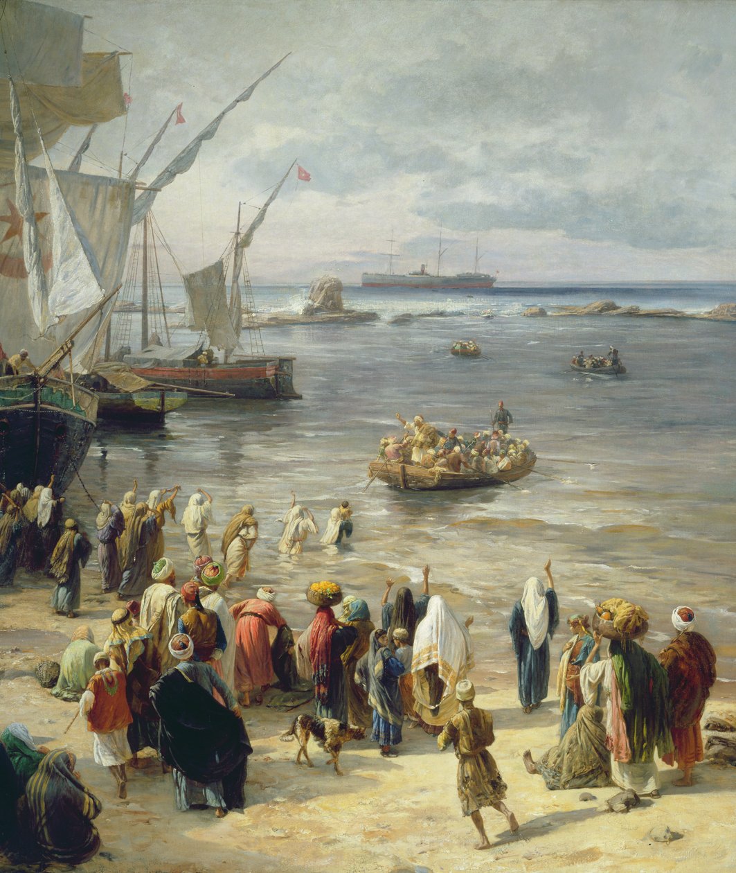 Jaffa, Török katonák toborzása Palesztinában, 1888 (a 226323 jobb oldali részlete) alkotó: Gustave Bauernfeind