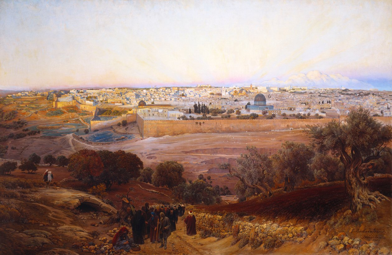 Jeruzsálem az Olajfák hegyéről, 1902 alkotó: Gustave Bauernfeind