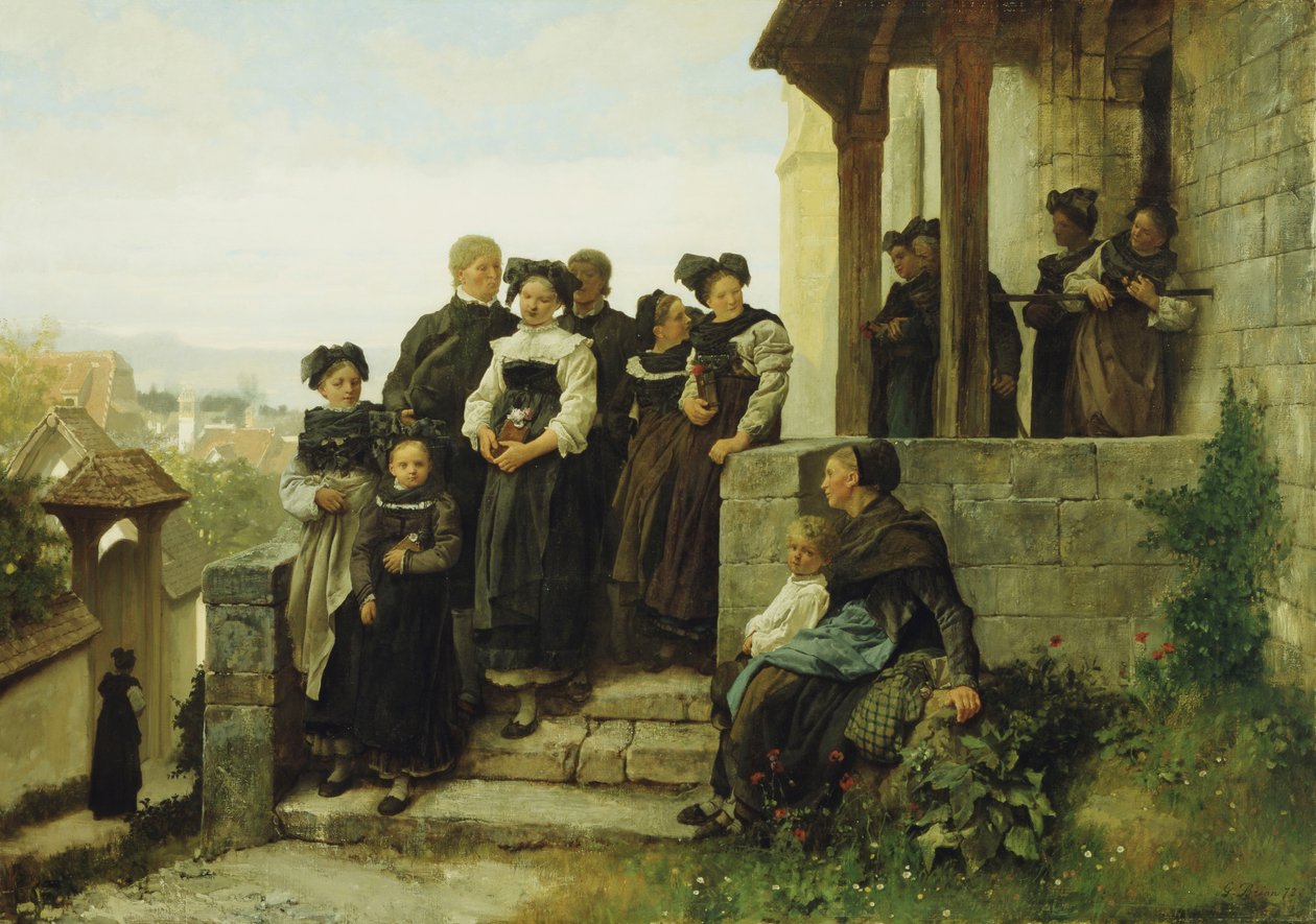 A protestáns egyházi szertartás után, 1872 alkotó: Gustave Brion