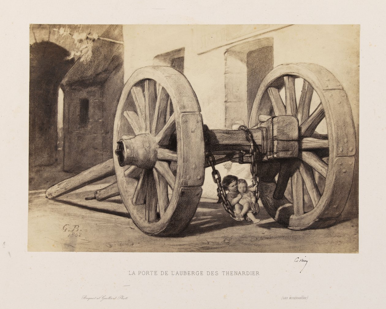 Gustave Brion - A Thénardier fogadó ajtaja alkotó: Gustave Brion