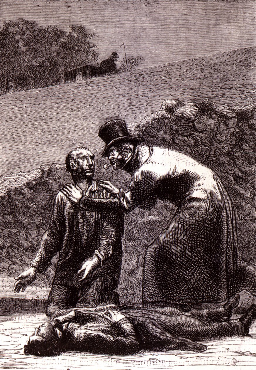 Javert felismeri Valjeant – Victor Hugo „Les Misérables” című művében, ill. írta: Brion, szerk. Hetzel és Lacroix alkotó: Gustave Brion