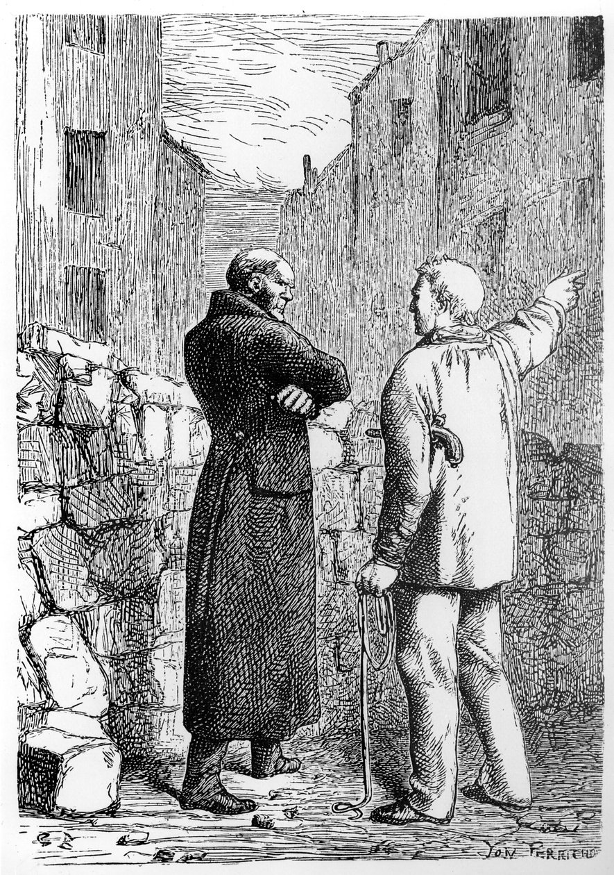 Jean Valjean bosszút áll, illusztráció Victor Hugo (1802-85) „Les Miserables” című művéből, Jules Perrichon (1836-97) metszetével alkotó: Gustave Brion