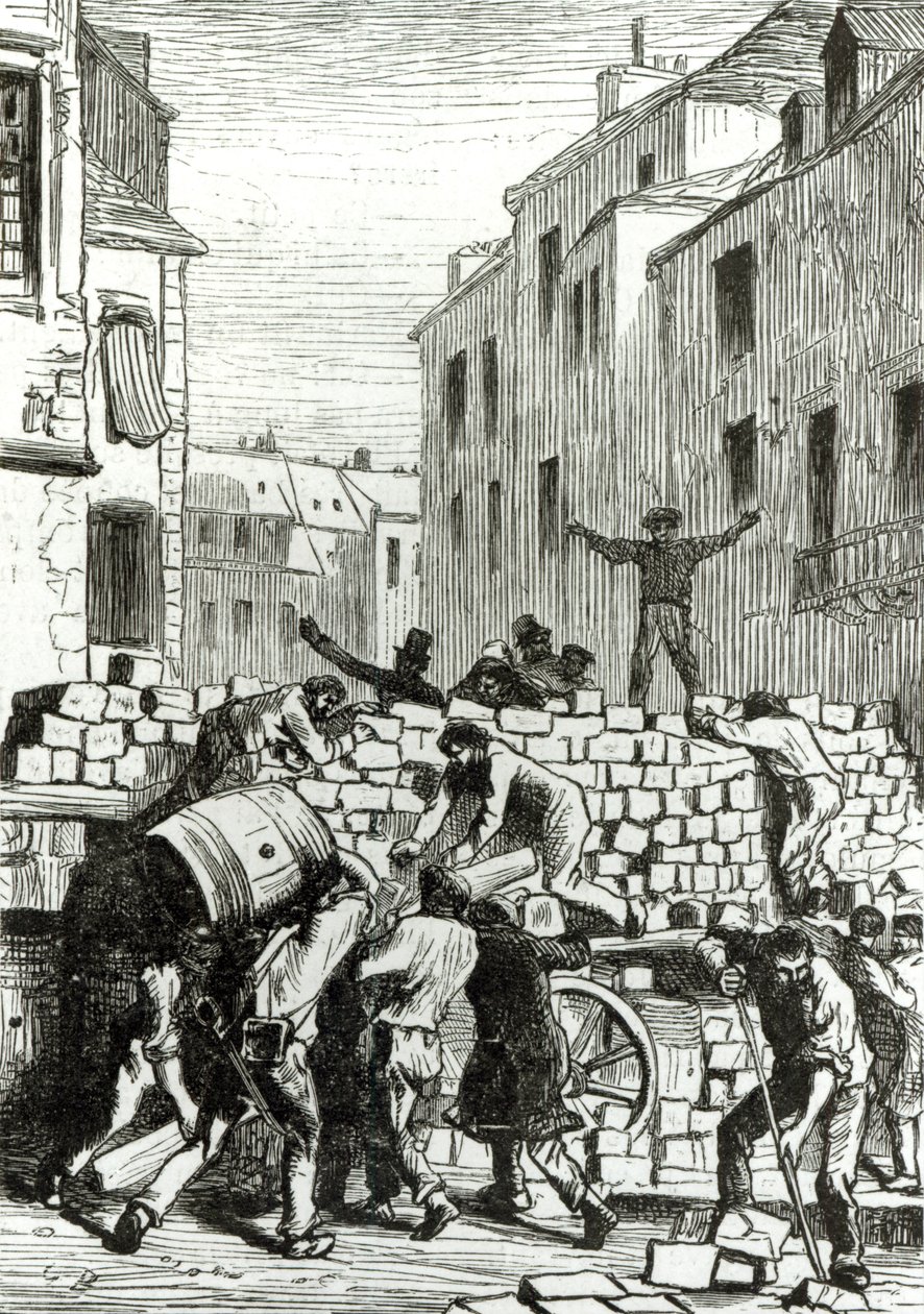 A barikád, Victor Hugo (1802-85) "Les Miserables" című művéből készült illusztráció alkotó: Gustave Brion