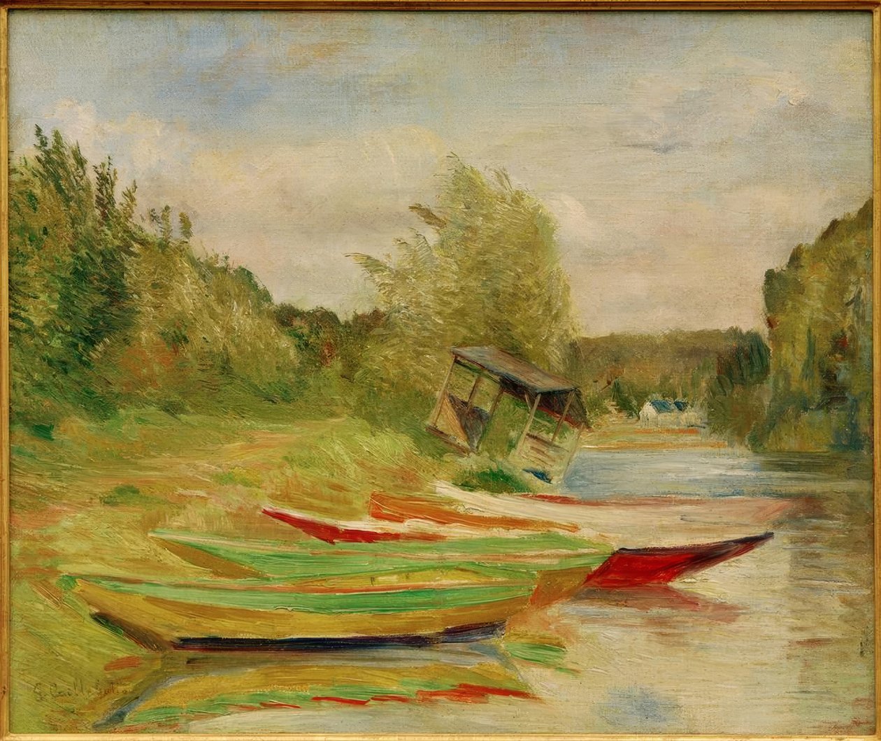 Hajók és kunyhók a Szajna mentén alkotó: Gustave Caillebotte