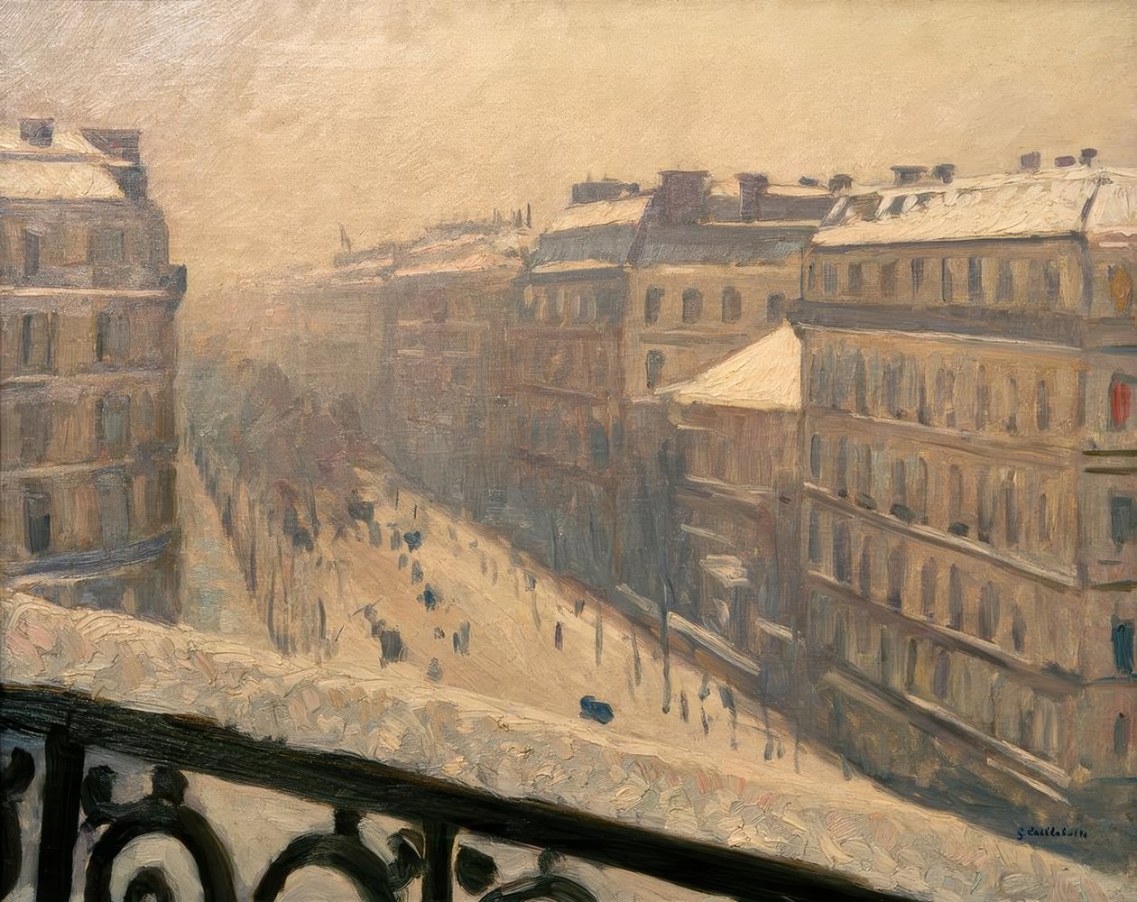 Boulevard Haussmann, hóhatás alkotó: Gustave Caillebotte