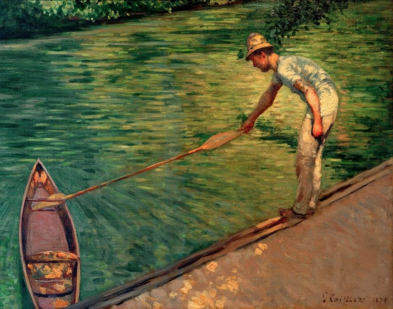 A kenus visszahozza a csónakját alkotó: Gustave Caillebotte