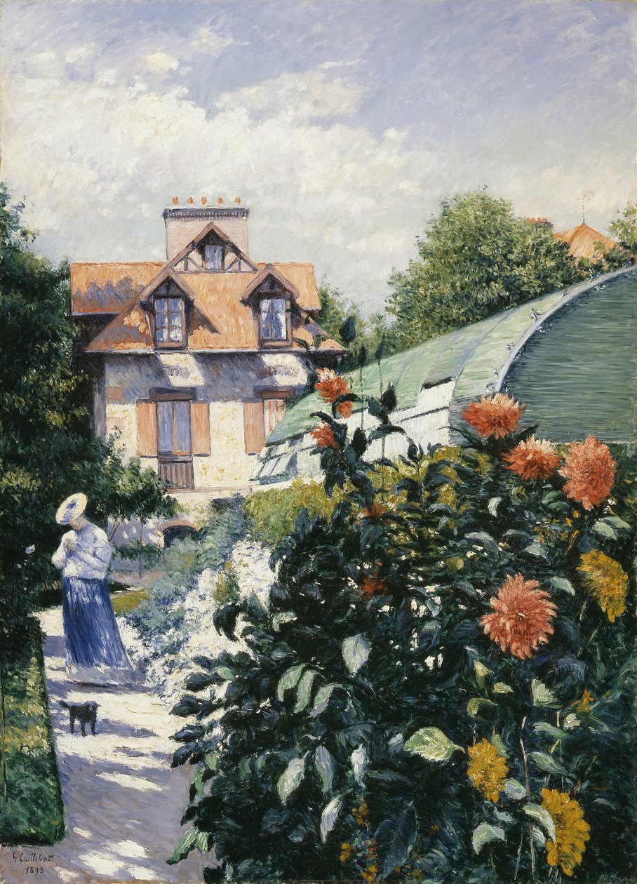 Dáliák, Petit Gennevilliers kertje – Gustave Caillebotte (1848-1894). olajfestmény alkotó: Gustave Caillebotte