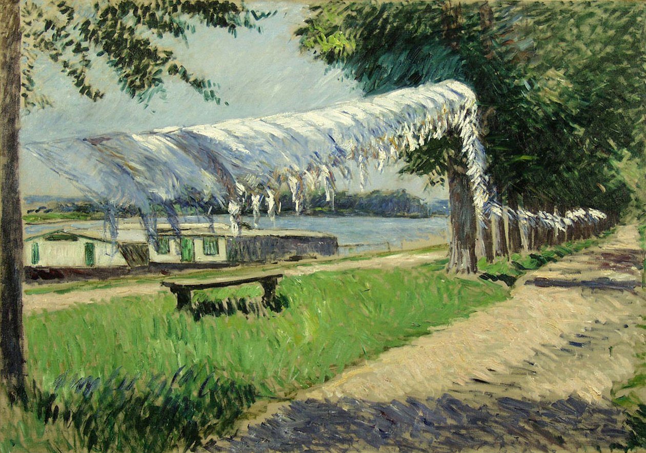 Mosodai szárítás a Szajna partján, Petit Gennevilliers alkotó: Gustave Caillebotte