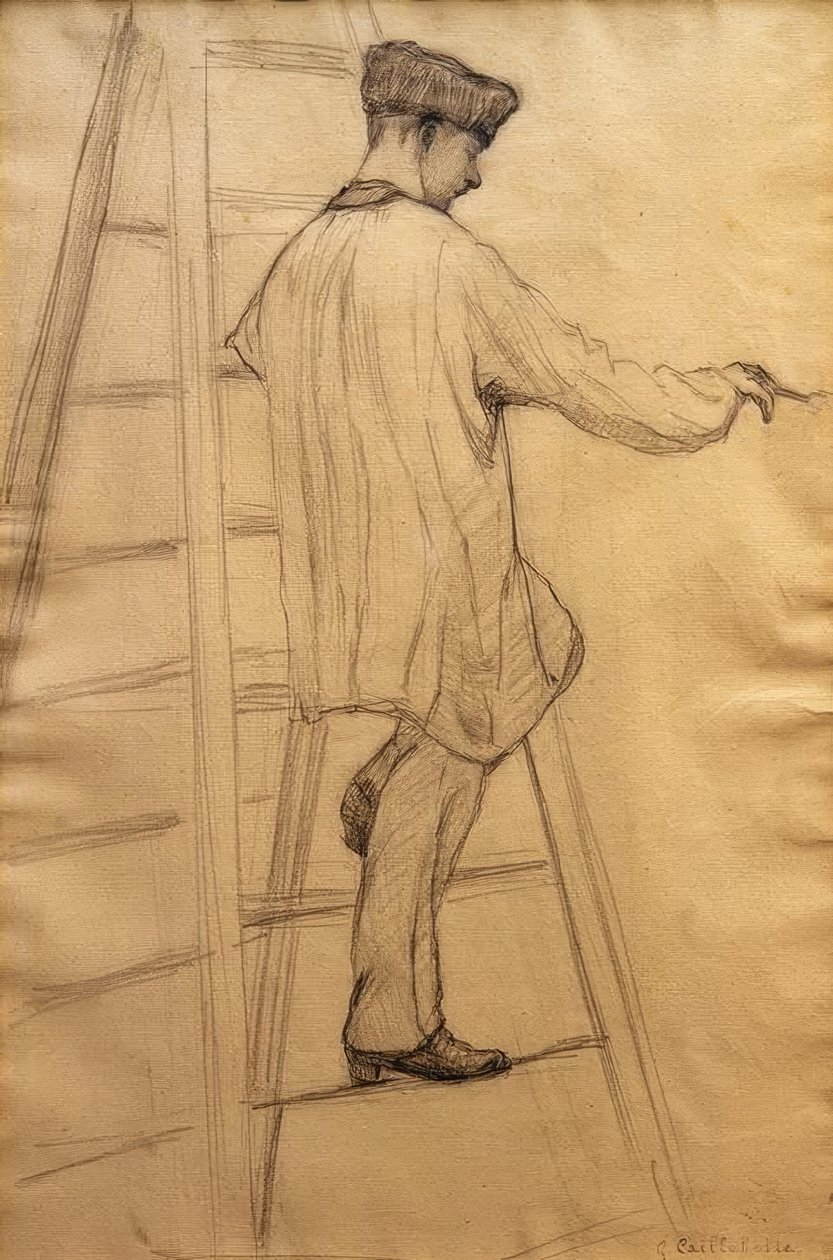 Tanulmány házfestőknek alkotó: Gustave Caillebotte