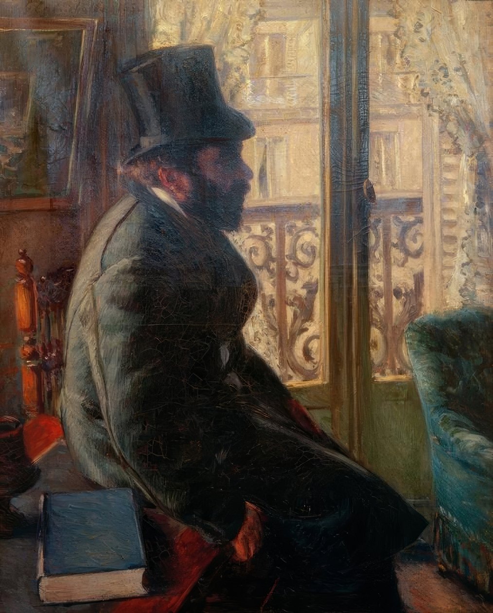 Cilinderes férfi az ablaknál ül alkotó: Gustave Caillebotte
