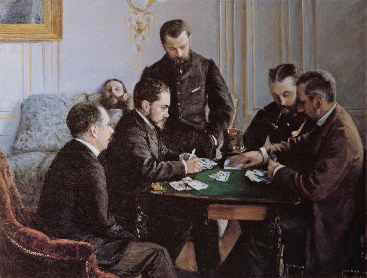 A Besigue Party, 1881 körül. alkotó: Gustave Caillebotte