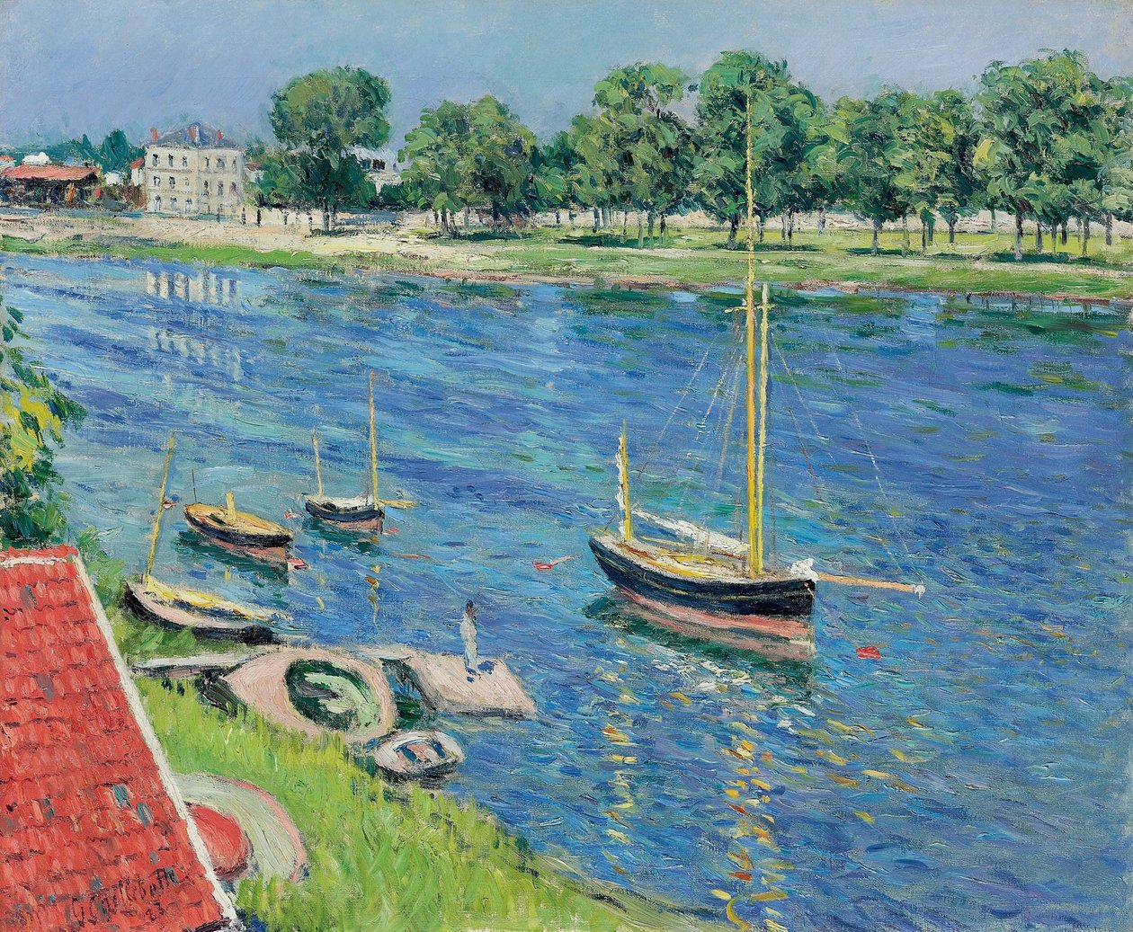 A Szajna Argenteuil-nél, hajók horgonyoznak alkotó: Gustave Caillebotte