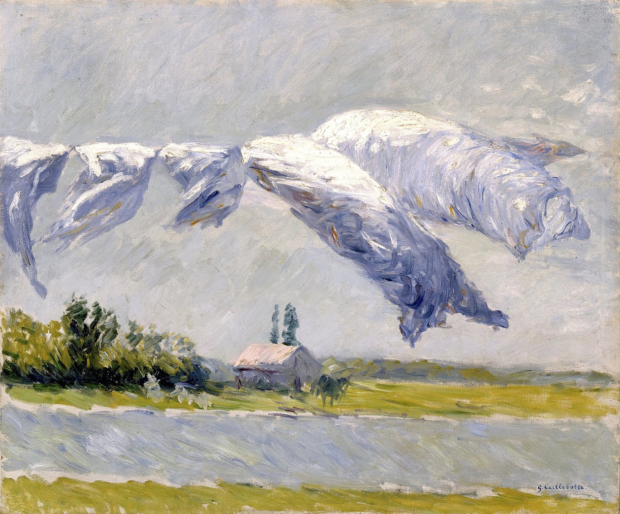 Mosodaszárítás, Petit Gennevilliers – Gustave Caillebotte (1848-1894). Olajfestmény alkotó: Gustave Caillebotte