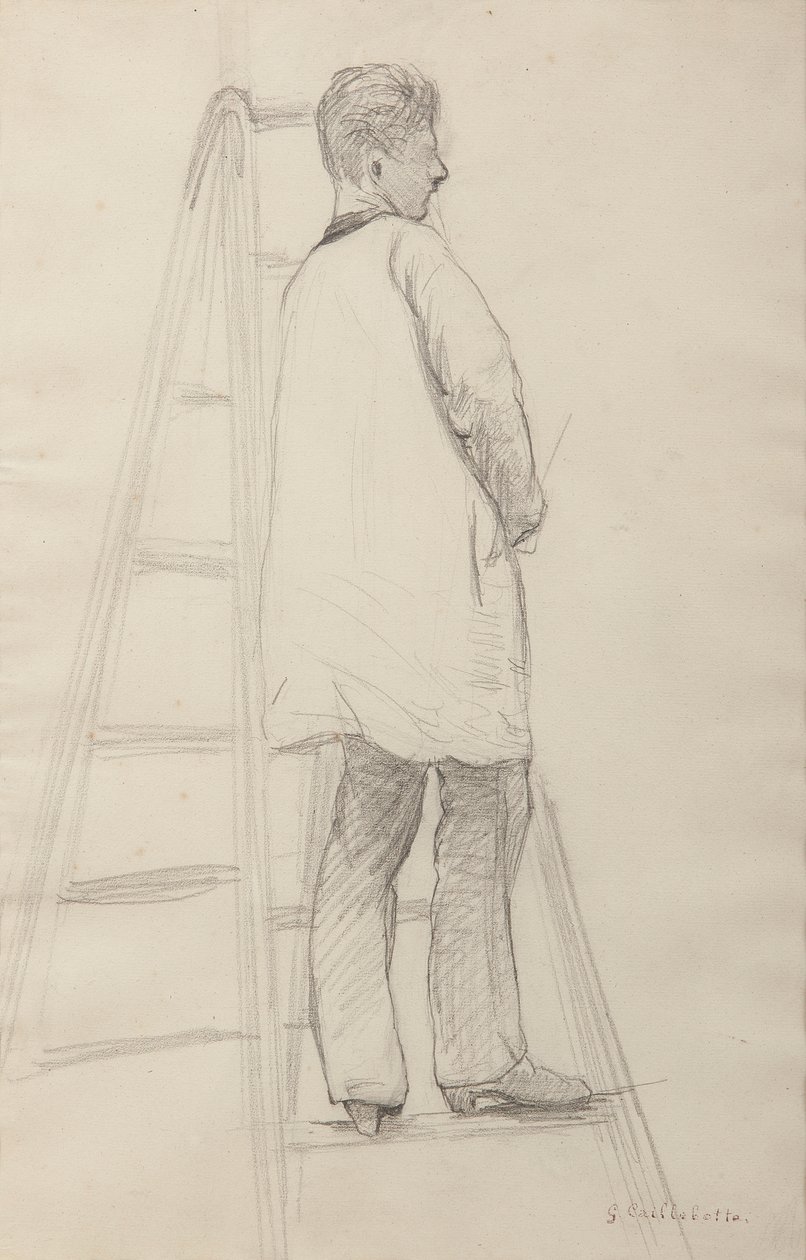 Tanulmány a szobafestők számára: Háromnegyedes hátsó nézet. alkotó: Gustave Caillebotte