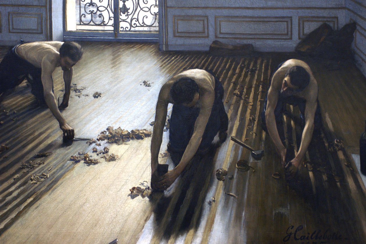 A padlókaparók - a festmény egy része. alkotó: Gustave Caillebotte