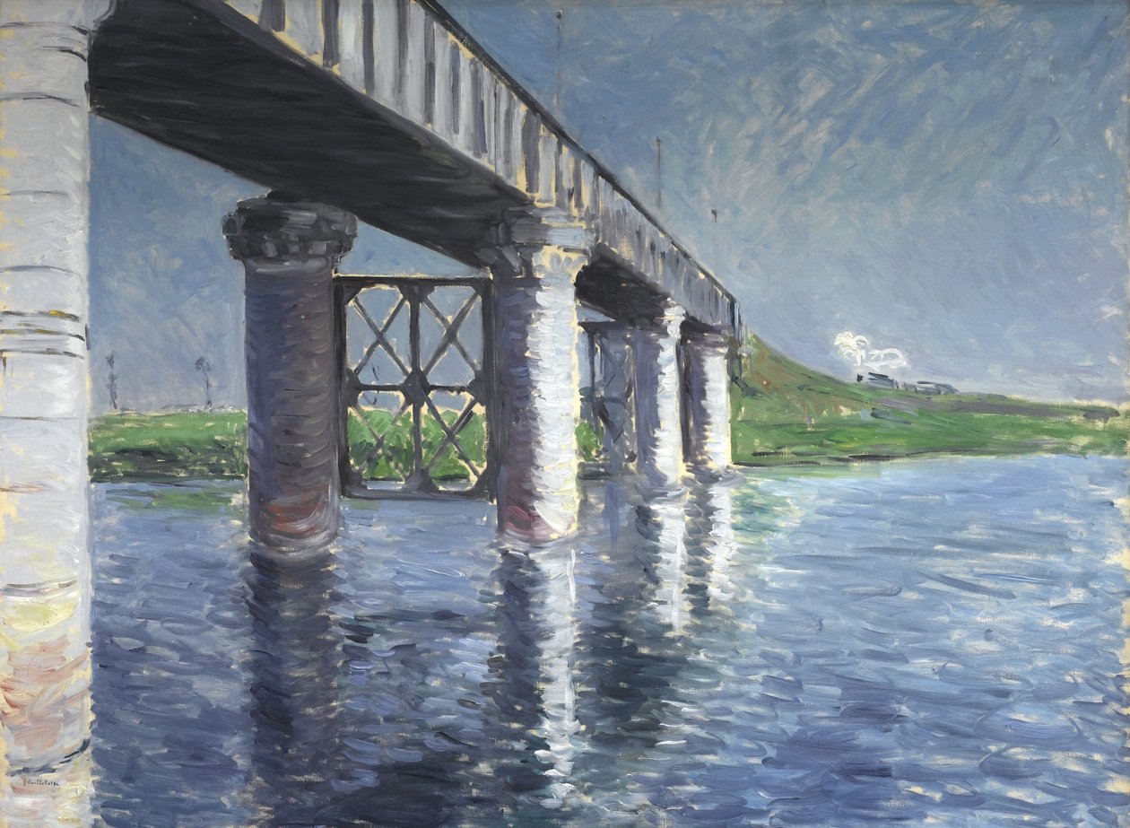 A Szajna és az argenteuili vasúti híd alkotó: Gustave Caillebotte