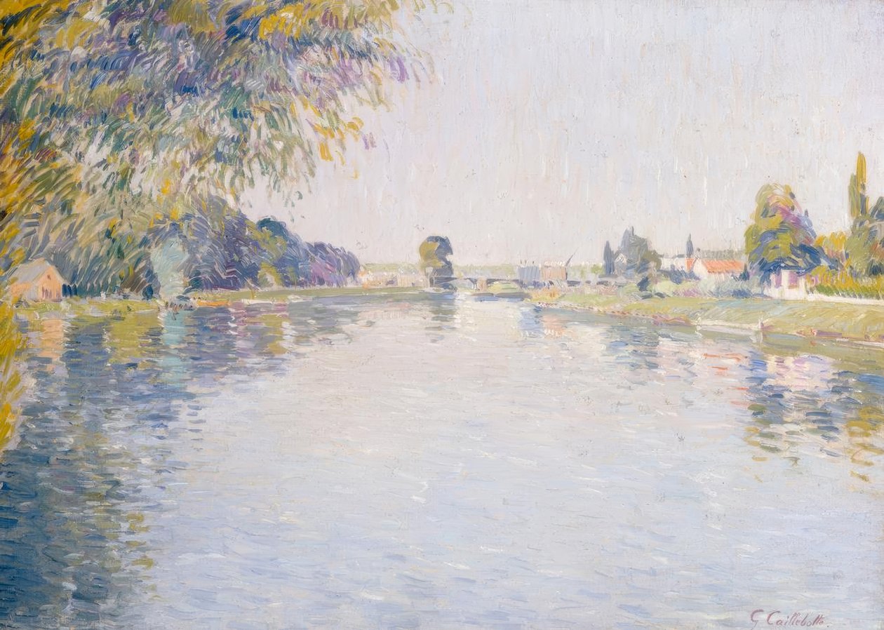 Kilátás a Szajnára és az Argenteuil-partra, a Pont de felé alkotó: Gustave Caillebotte