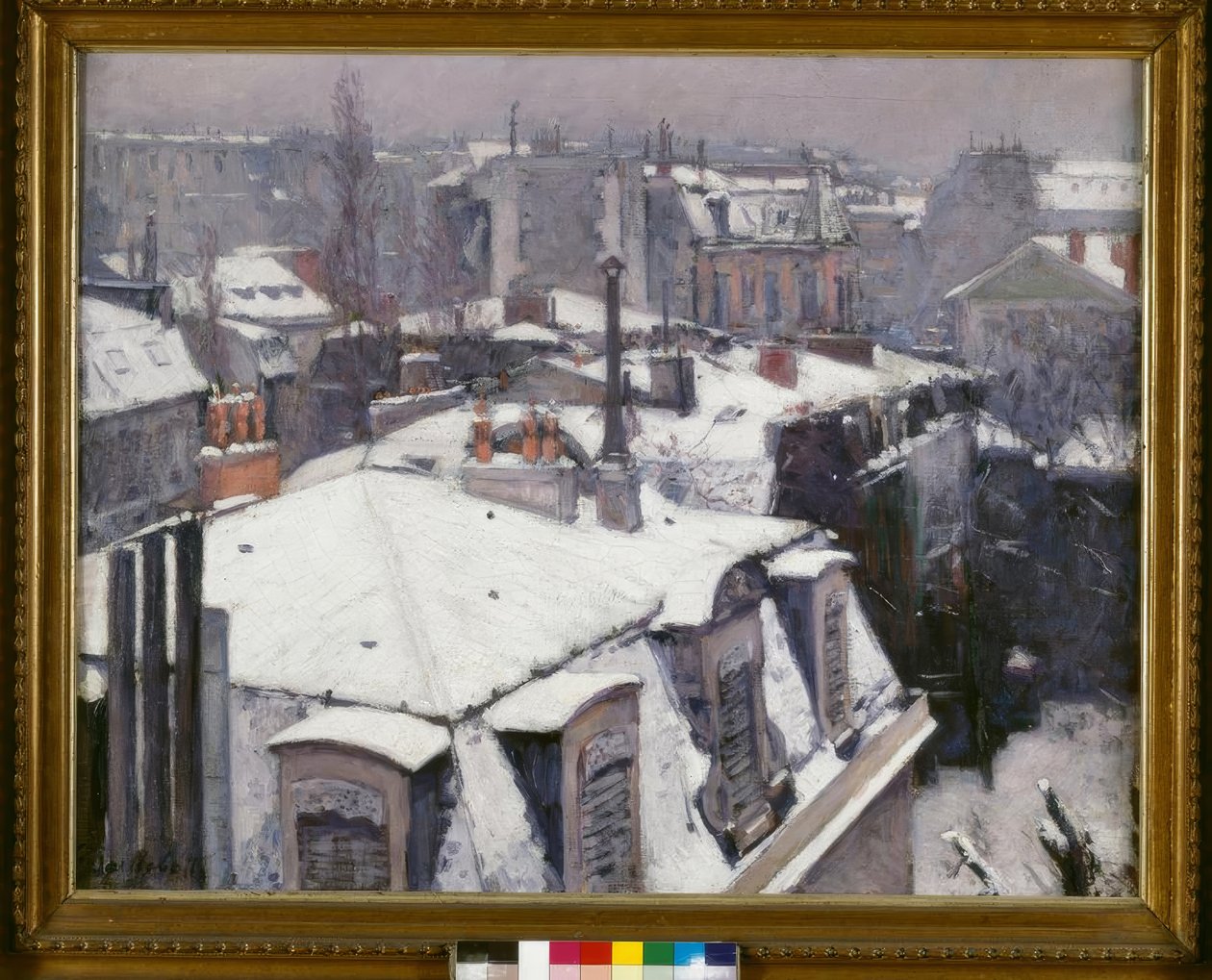 Tetők megtekintése (Hóhatás) – mondja Roofs under the snow alkotó: Gustave Caillebotte