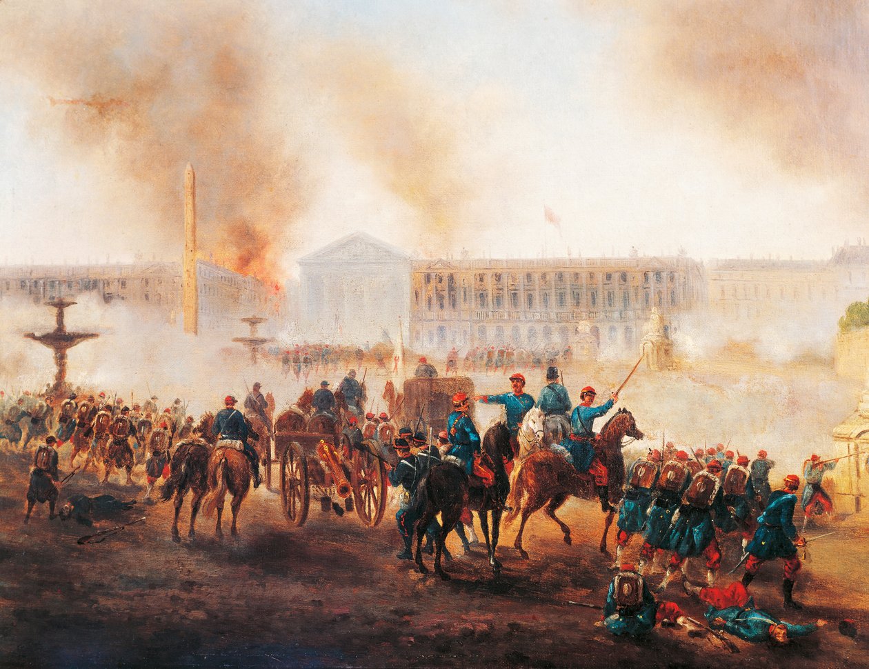 Csata a párizsi Place de la Concorde-ban, a kommün utolsó napjaiban alkotó: Gustave Clarence Rodolphe Boulanger