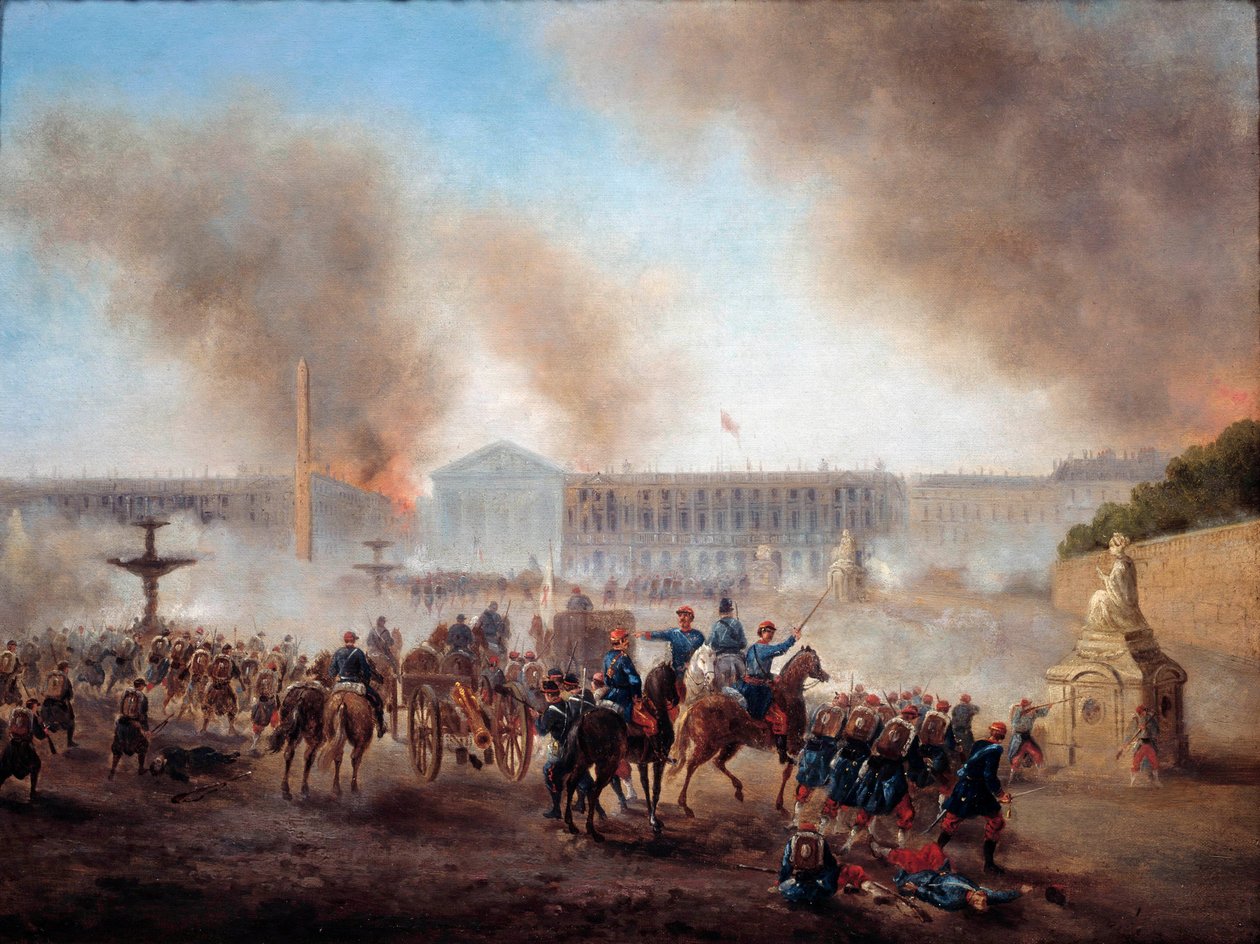 Párizs kommün: „” rimeutes jelenetek a Place de la Concorde-on”” Gustave Boulanger (1824-1888) festménye V. 0,49x0,64 m Párizs, Musee Carnavalet. alkotó: Gustave Clarence Rodolphe Boulanger