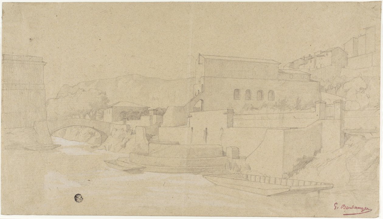 Olasz város a folyón alkotó: Gustave Clarence Rodolphe Boulanger