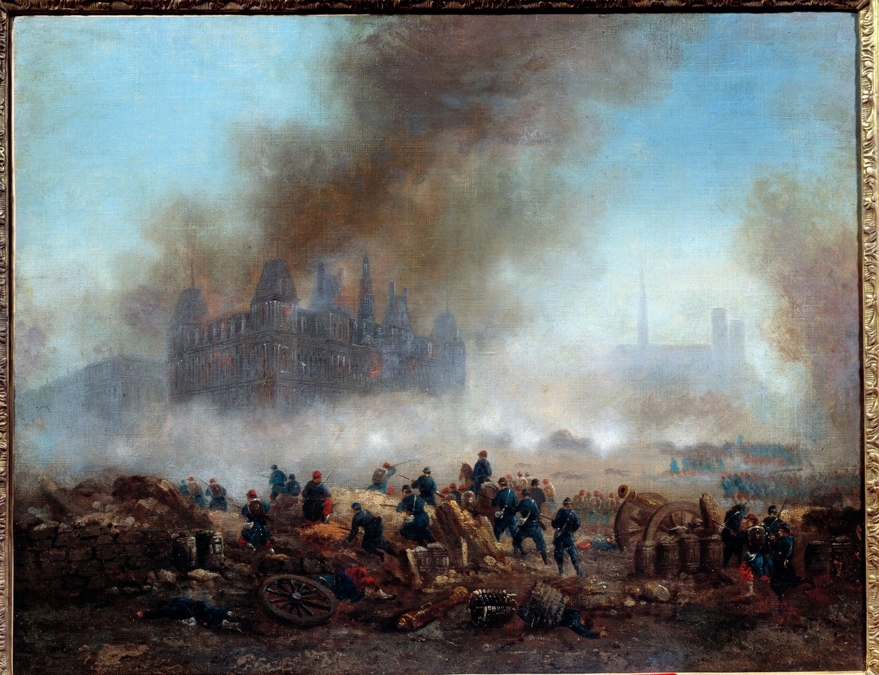 A városházatűz, amelyet a versailles-i csapatok támadtak meg (május 27 alkotó: Gustave Clarence Rodolphe Boulanger