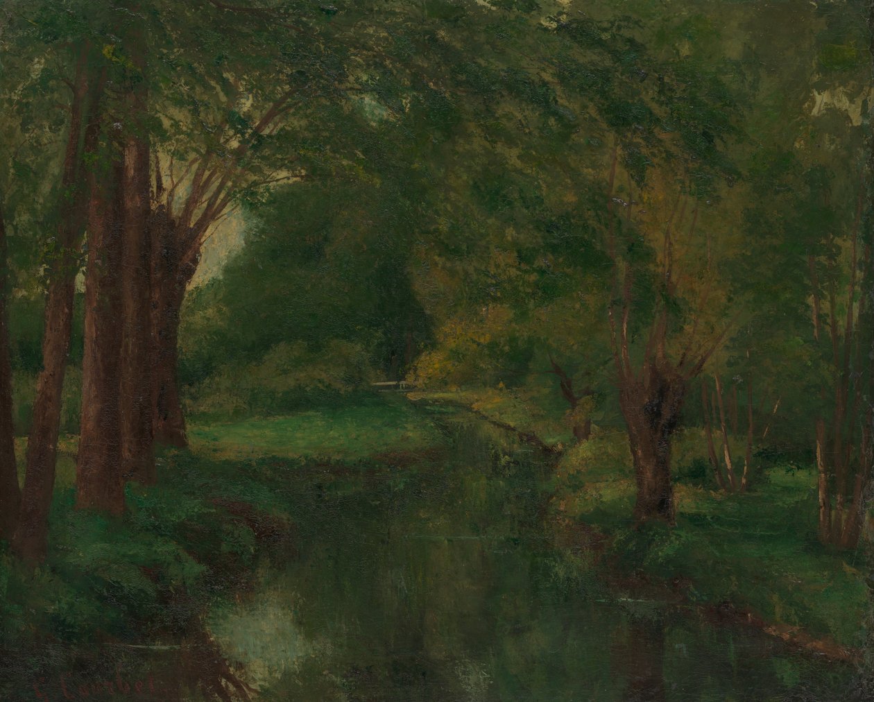 Egy patak egy tisztáson, esetleg Brook, Fontcouverte völgye, Tanulmány, valószínűleg 1862. alkotó: Gustave Courbet