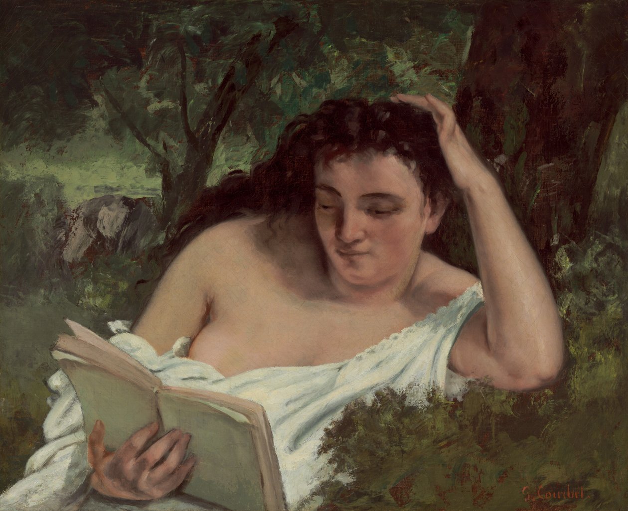 Egy fiatal nő olvas alkotó: Gustave Courbet