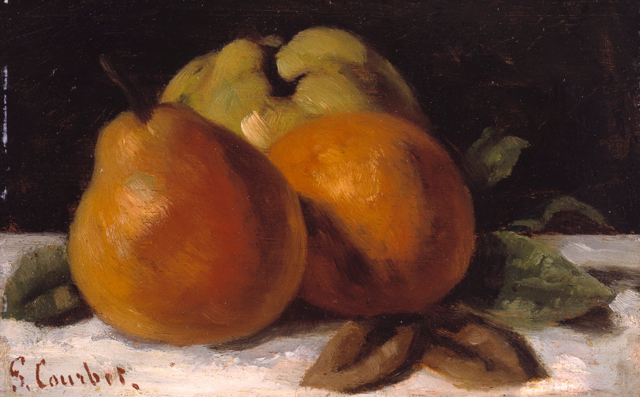 Alma, körte és narancs, 1871-72 körül (olaj a panelen) alkotó: Gustave Courbet