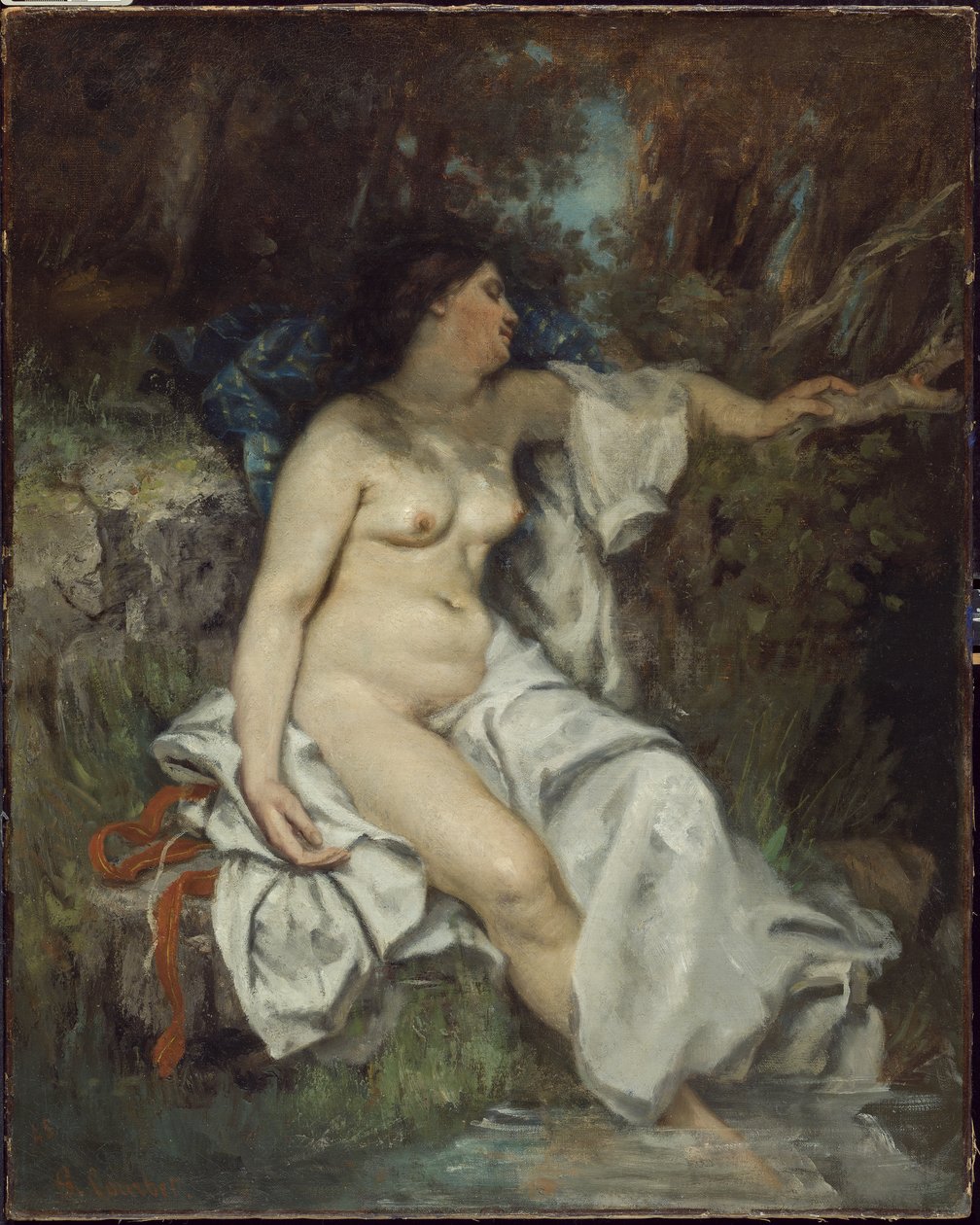 A patak mellett alszik fürdőző, 1845 alkotó: Gustave Courbet