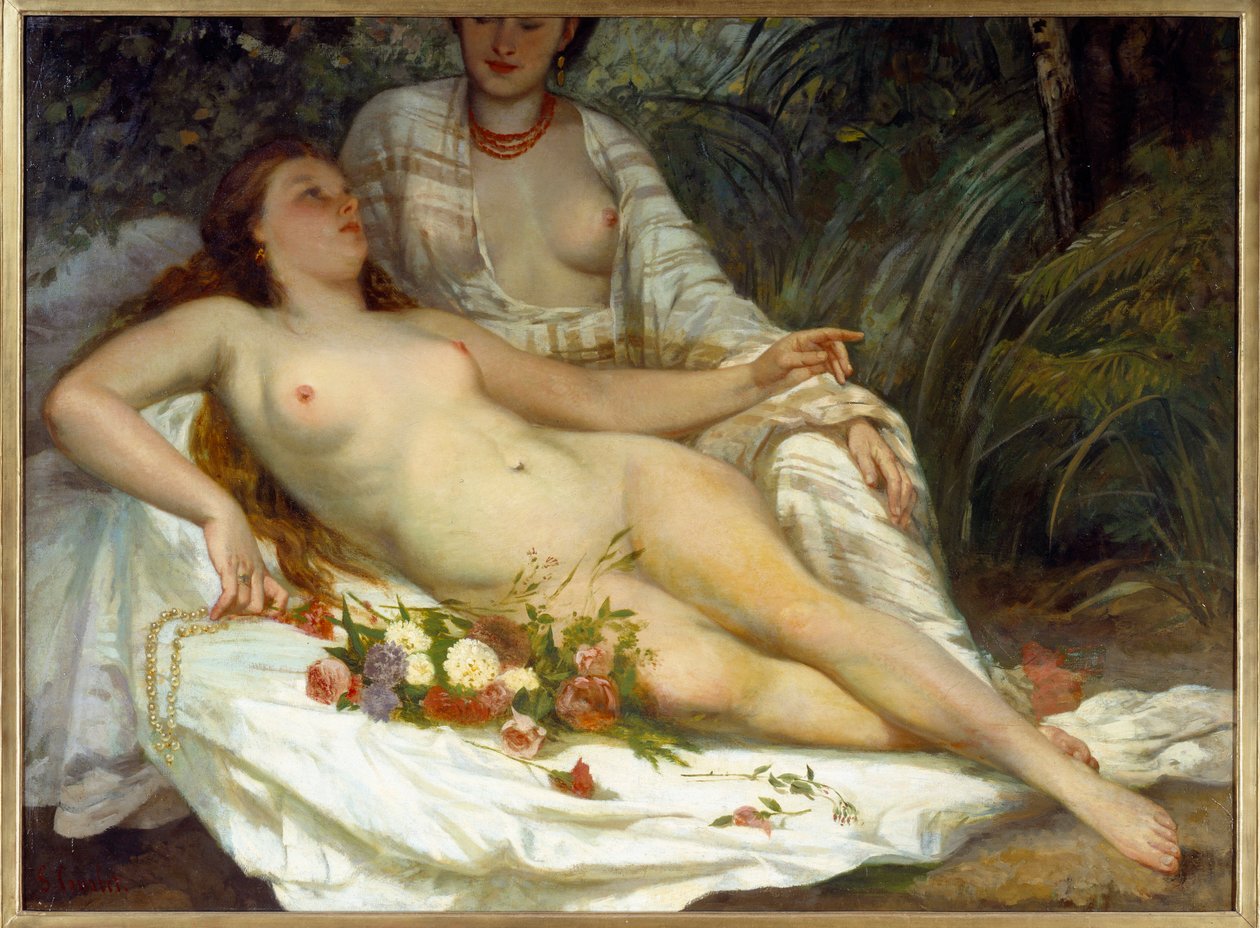 Fürdős szerint két meztelen nő. Gustave Courbet (1819-1877) festménye alkotó: Gustave Courbet